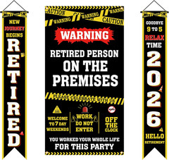 Retirement Party Decorations – Funny Caution Banner for Coworker Farewell