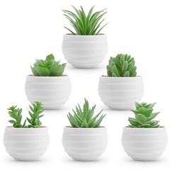 Der Rose 6 Pack Fake Plants Small Realistic Succulents 3.14″H × 2.3″W, Green