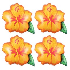4Pcs Tropical Summer Foil Balloons, 23.6inch Yellow Orange Hibiscus Flowers B…