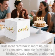 SietDESEO 9 Inch Black Graduation Card Box, White Gold Foil Gift Box