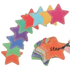 108Pcs Glitter Star Cutouts, 3.5″ Confetti Cutouts Sparkle Paper Cuts, 9 Colors