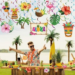 Tropical Party Atmosphere: 30 Durable Hanging Swirl Decorations for Any Occasion