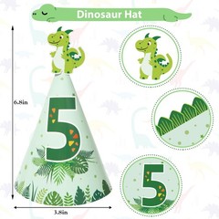 Amandir Dinosaur 5th Birthday Party Decorations for Boys Girl, Foil Green Sta…