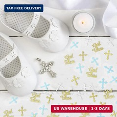 Marspark 300 Pcs Baptism Confetti Glitter Cross God Bless Table Confetti Cross D