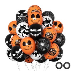 50 Pcs Halloween Balloons 12 Inch Black Orange White