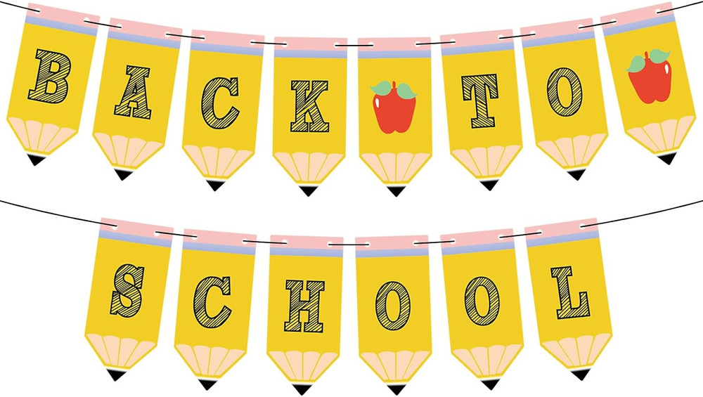 Back to School Banner Pencil Garland – First Day of School Classroom Welcome Sig