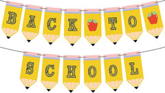 Back to School Banner Pencil Garland – First Day of School Classroom Welcome Sig