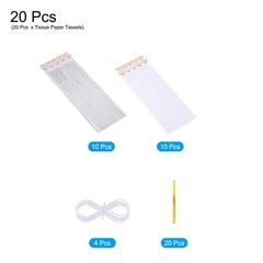 20Pcs Bright Silver White Tassel Garland Banner with Rope