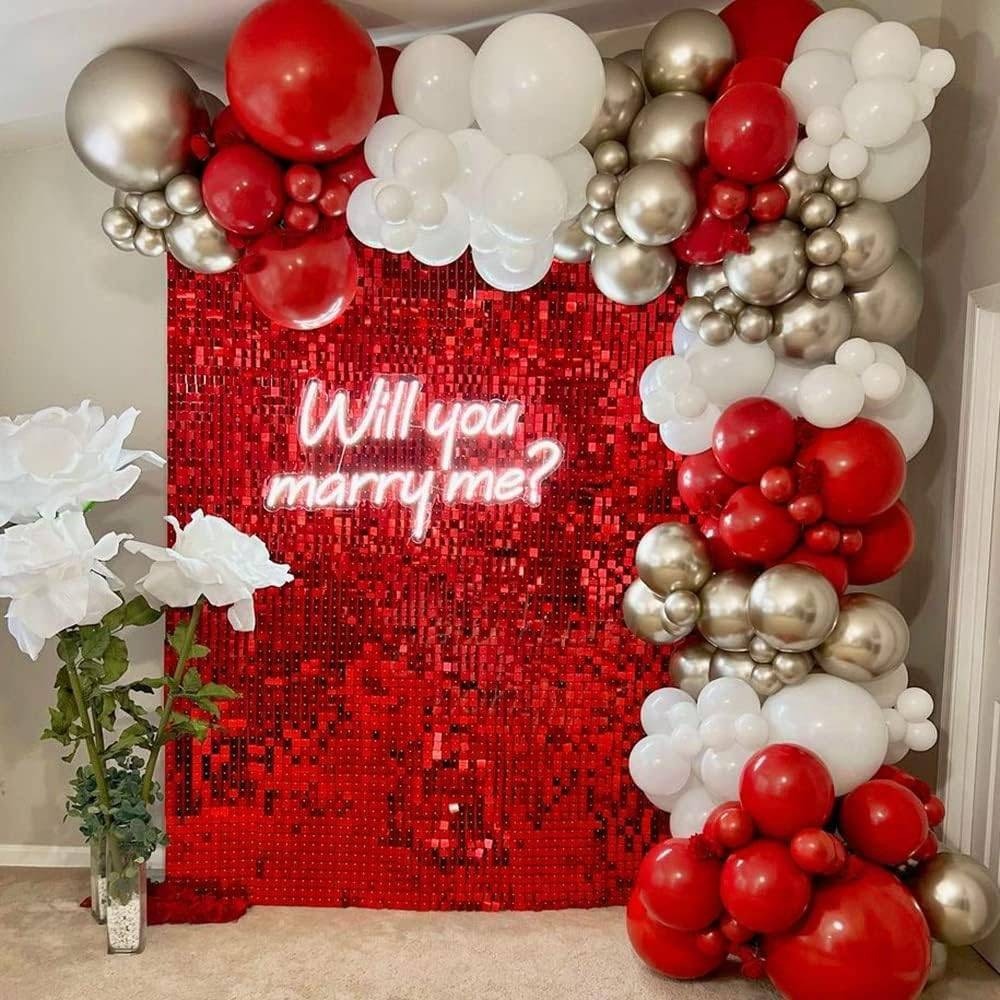 LuoluoHouse Red Shimmer Wall Backdrop 24 Sequin Panels Christmas Party Decor NEW