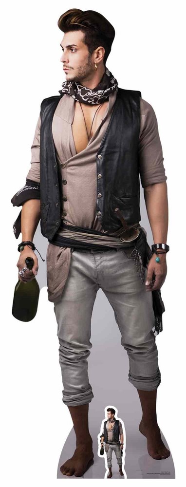 Pirate holding Bottle of Rum Lifesize and FREE Mini Cardboard Cutout / Standup