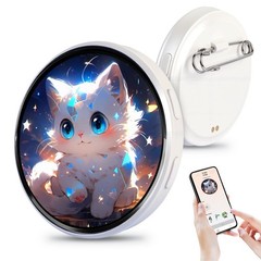 Digital Pin with Anime Themed Pixel Screen – -for Backpacks Cool Button Displ…