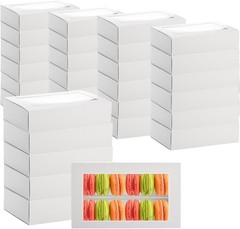 Dicunoy 30 Pack Macaron Boxes for 12, Gift Box, White Bakery
