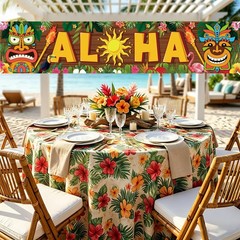 Luau Party Decorations Hawaiian Aloha Sign Banner Tiki Bar Decor Favors Tropi…