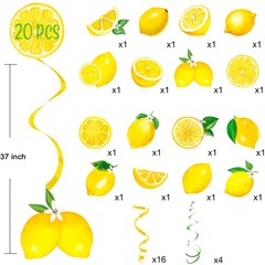 20 PCS Lemon Hanging Swirls Decorations Citrus Ceiling Summer Fruit Party