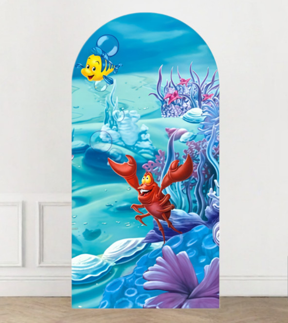 Mermaid Princess Ariel Arch Backdrop Cover Birthday Photo Background Party Decor
