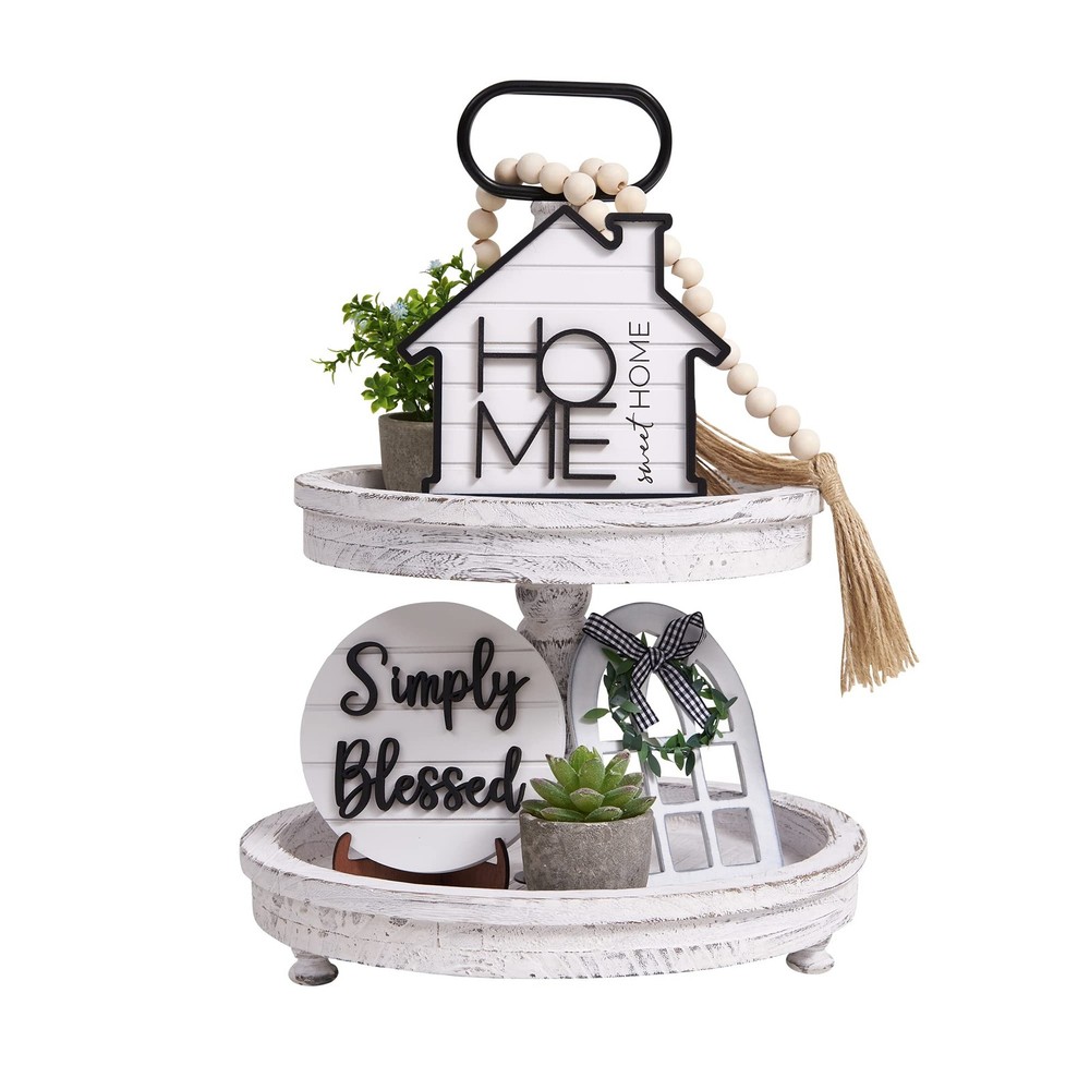 Houmury Rustic 9.09 x 6.22 x 3.82 inches, Set of 8-without Tiered Tray
