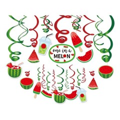 30Ct Watermelon Hanging Swirl Decorations, Summer Fruits Party Supplies, One …