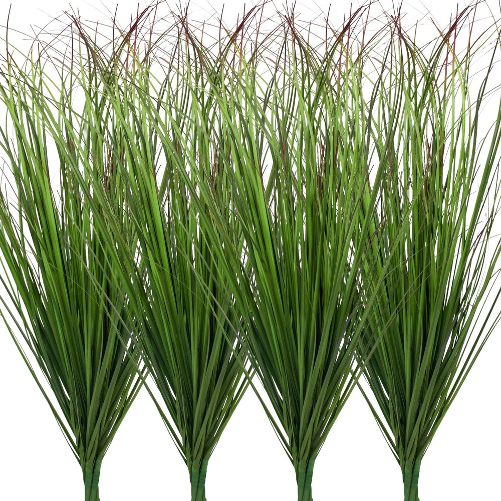 LUZOGA 12Pcs Artificial Grass Plants, Faux Shrubs Wheat 12Pcs, Green Red Tail