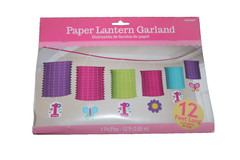 First Birthday Girl Paper Lantern Garland Pink Purple Green Blue 1 Piece 12 Feet