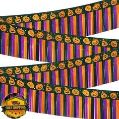 ILHSTY 8 Pack Halloween Fringe Streamers Pumpkin