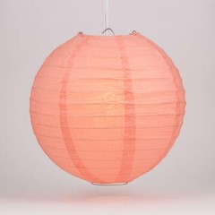 BULK PACK (12) 16″ Roseate / Pink Coral Round Paper Lantern, Even Ribbing, Chine