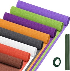 Crepe Paper Streamers 8 Rolls 10 x 98Inch 8 Halloween Colors Crepe Paper Shee…