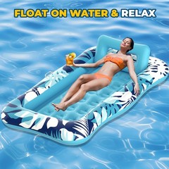 65″ Thicken PVC Inflatable Lounge Pool Float Heavy Duty For Adults River Tanning