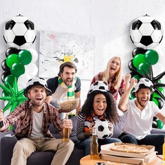 2 Sets Soccer Balloon Column Stand Kit with 4D Soccer, Green Black Star Foil …