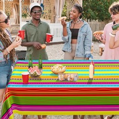 3 Pack Colorful Cinco De Mayo Fiesta Tablecloths 54×108 – Easy Clean Party Decor