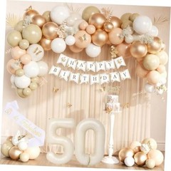Beige Birthday Decorations for Women Birthday Decorations Set – Happy 50th