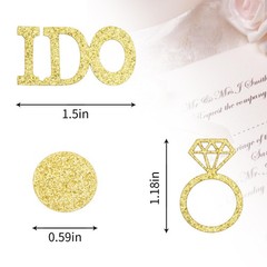 Gold Wedding Table Confetti,Glitter Paper Diamond Ring Confetti, I Do Engage…