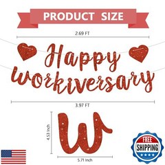 RICHHHA Red Glitter Happy Workiversary Banner – NO DIY -Red Work Anniversary