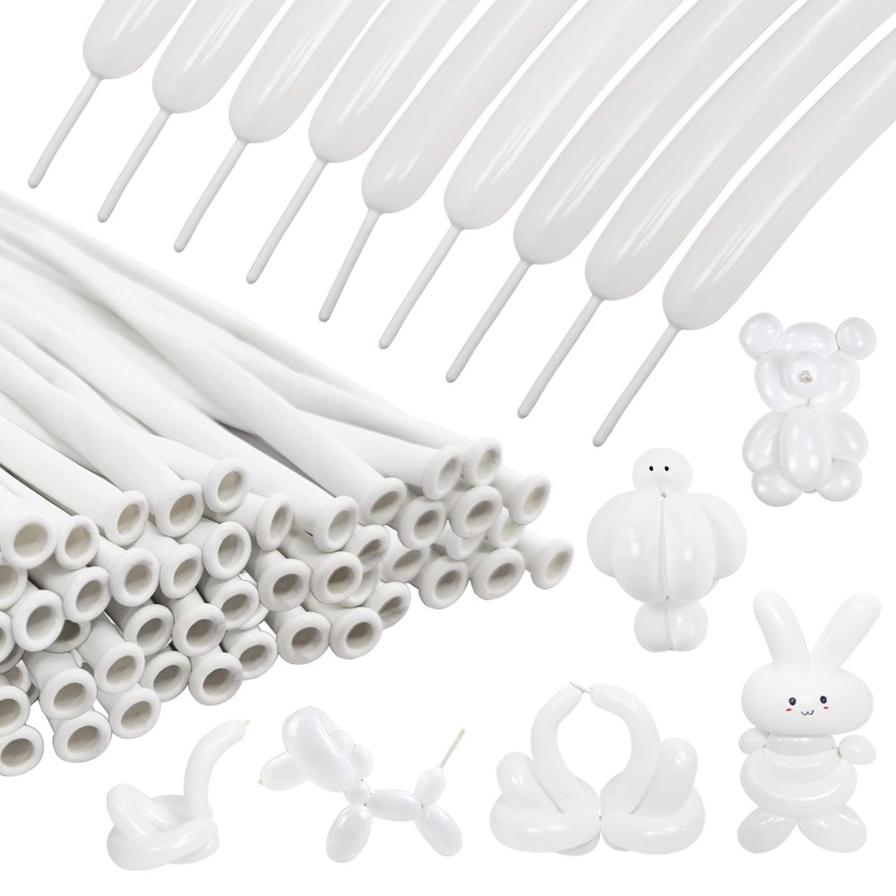 100Pcs 260 Balloons White Long Balloons for Balloon Garland Thickening Skinny…