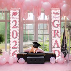 Graduation Decorations 2026, Pink Congrats Grad Banner Porch Door Banners Gra…