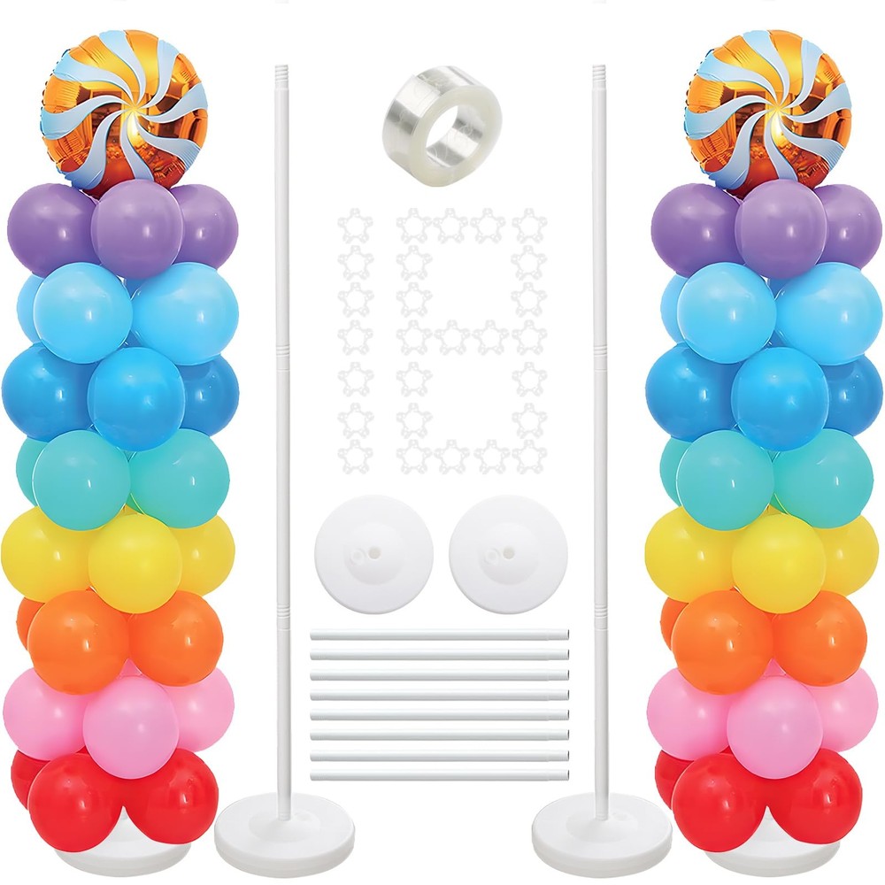 Balloon Stands for Floor, 60 Inch Height Adjustable Balloon Column Stand, Met…