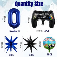 11pcs Video Game Themed Party Decorations, Number 10th Boys Birthday Party Su…