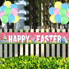 36 Pcs Happy Easter Banner and Balloons Decorations Set Large Fabric Happy Easte