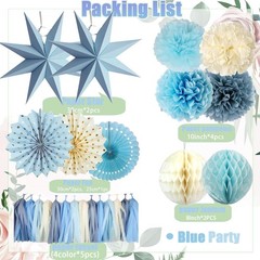 Blue Party Decorations,15PCS Dusty Blue Beige Birthday Decorations for Women …