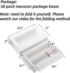 Dicunoy 30 Pack Macaron Boxes for 12, Gift Box, White Bakery