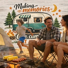 Polyester Retro Trailer Banner 71×43 – Perfect for Family Events & Parties