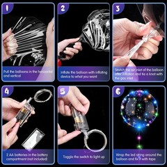 10PCS LED Light Up Balloons Clear Helium Bubble Glow With String For Party Decor