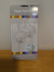Tissue Paper Pom Poms Party Decoration WEDDING WHITE (set of 6) Two sizes