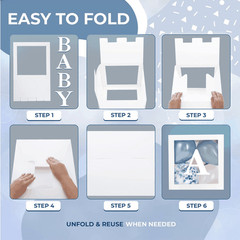 Baby Shower Boxes with Letters – White Boxes with White Dusty Blue Light Blue