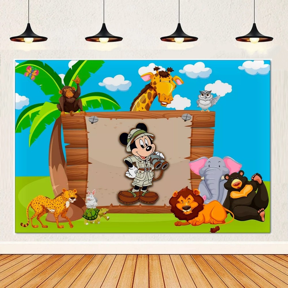 Wildlife Park mickey mouse safari Backdrop Birthday Party Decorations Banner