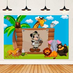 Wildlife Park mickey mouse safari Backdrop Birthday Party Decorations Banner