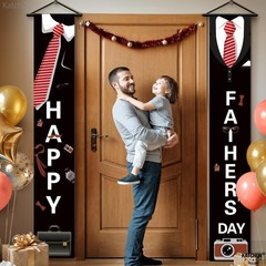 Black Happy Fathers Day Banner – XtraLarge, 72×12 Inch | Tuxedo Hanging Happy