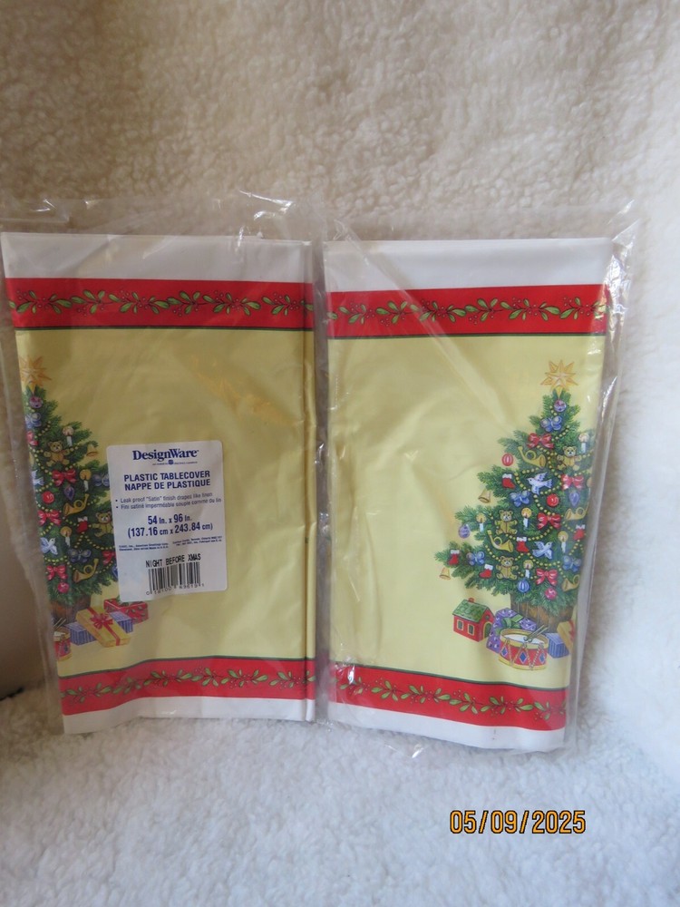 American Greeting DesignWare Plastic Tablecovers (2) Night Before Xmas 54×96″