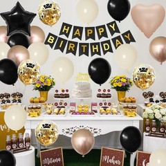 Black Gold Birthday Decorations for Women Men,Party Decorations Sand White Ch…