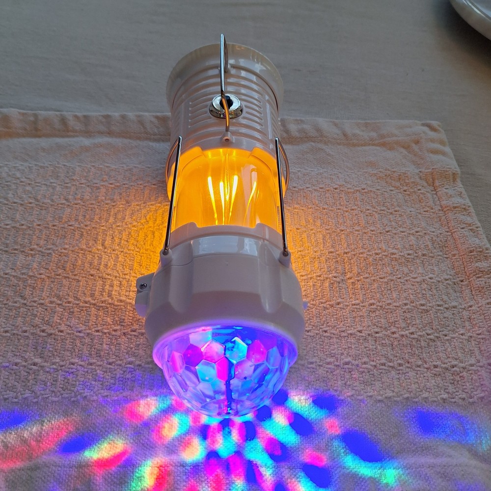 4 in 1 Lantern, Flame light, Disco Ball( Strobe) light & Bright Flashlight Combo