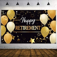 Blulu Retirement Party Decorations, Extra 72.8 x 43.3 inches, Black and Gold